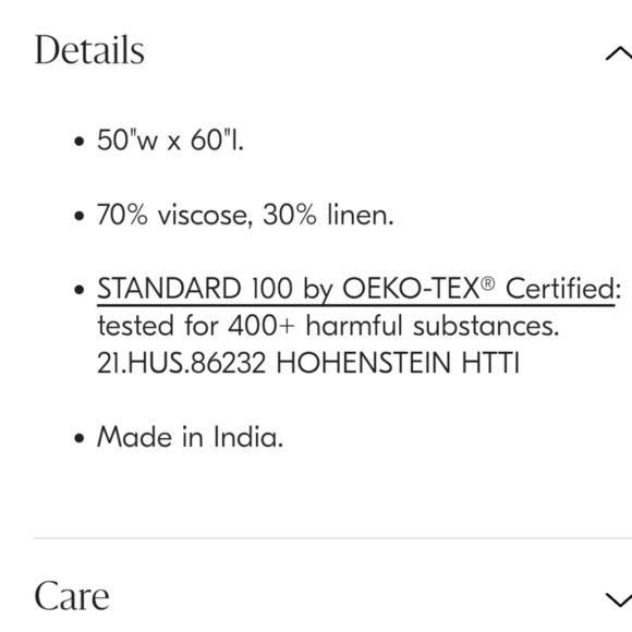 ❤️BUY 2 GET 1 FREE  Viscose Linen Throw, Alabaster, Retail $129 - Picture 9 of 9